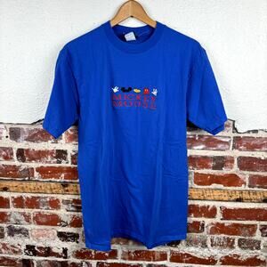 Vintage Mickey Unlimited Shirt Size Large Blue Short Sleeve Embroidered USA 90s